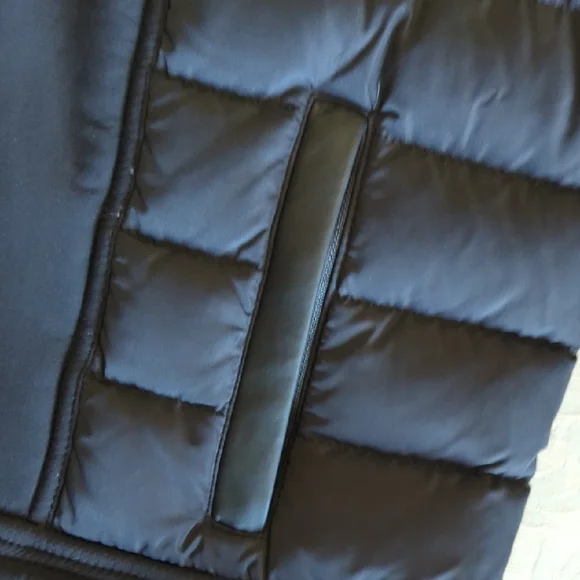 Blanc Noir Moto Aviator Black Puffer Jacket with Cream Faux Fur - Picture 11 of 13